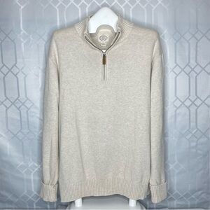 St. John's Bay 1/4 Zip Textured Cotton Knit Sweater Cream XL